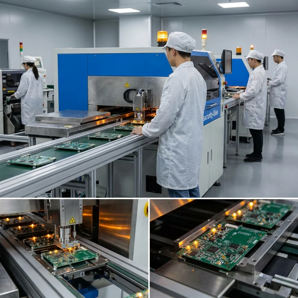 SMT line assembling GPS tracker circuit boards