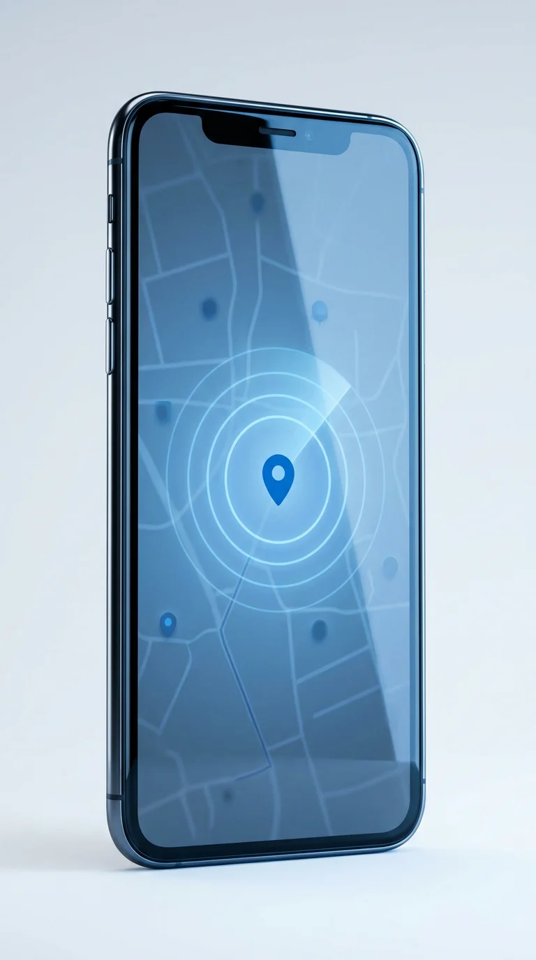 Phone running the key finder tracking app