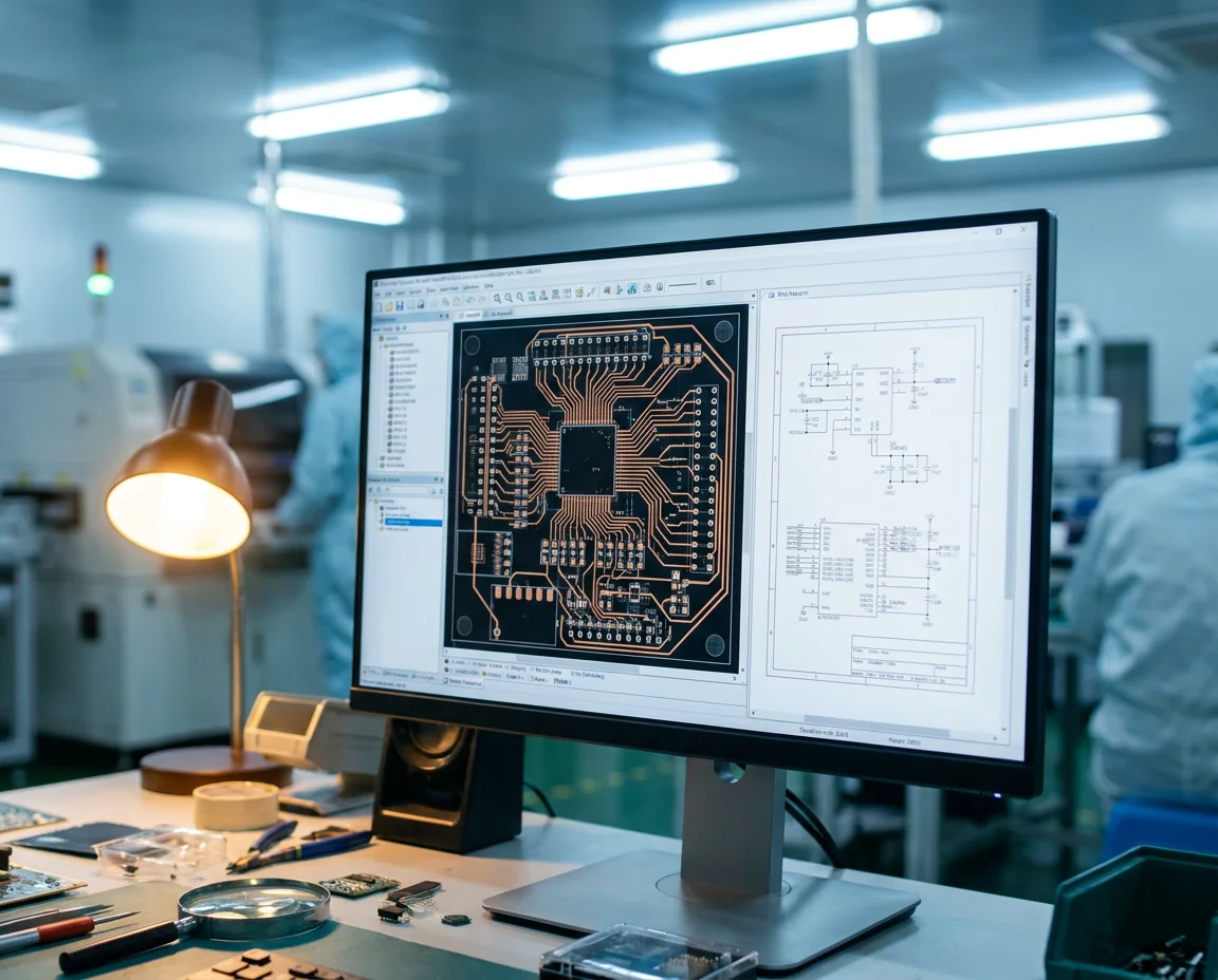 PCB layout on screen