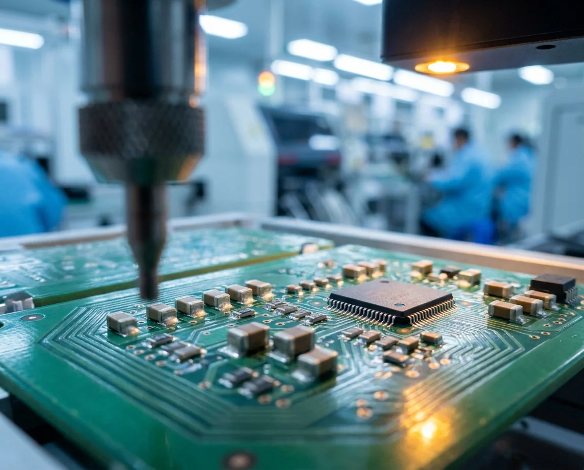 PCB with placed components